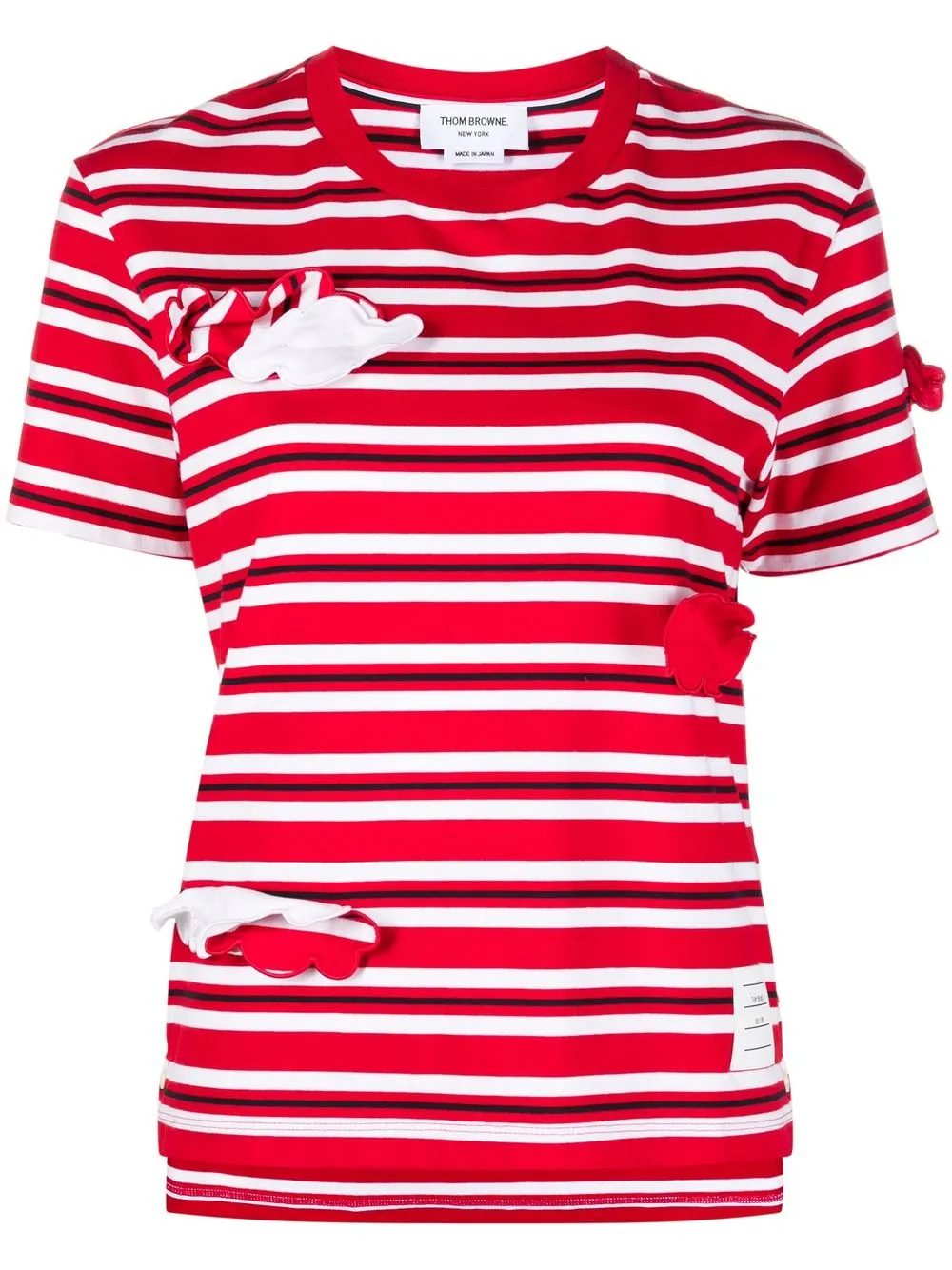 

Thom Browne playera a rayas con apliques - Rojo