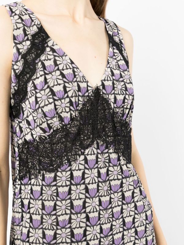Anna Sui lace-trim floral-print Midi Dress - Farfetch