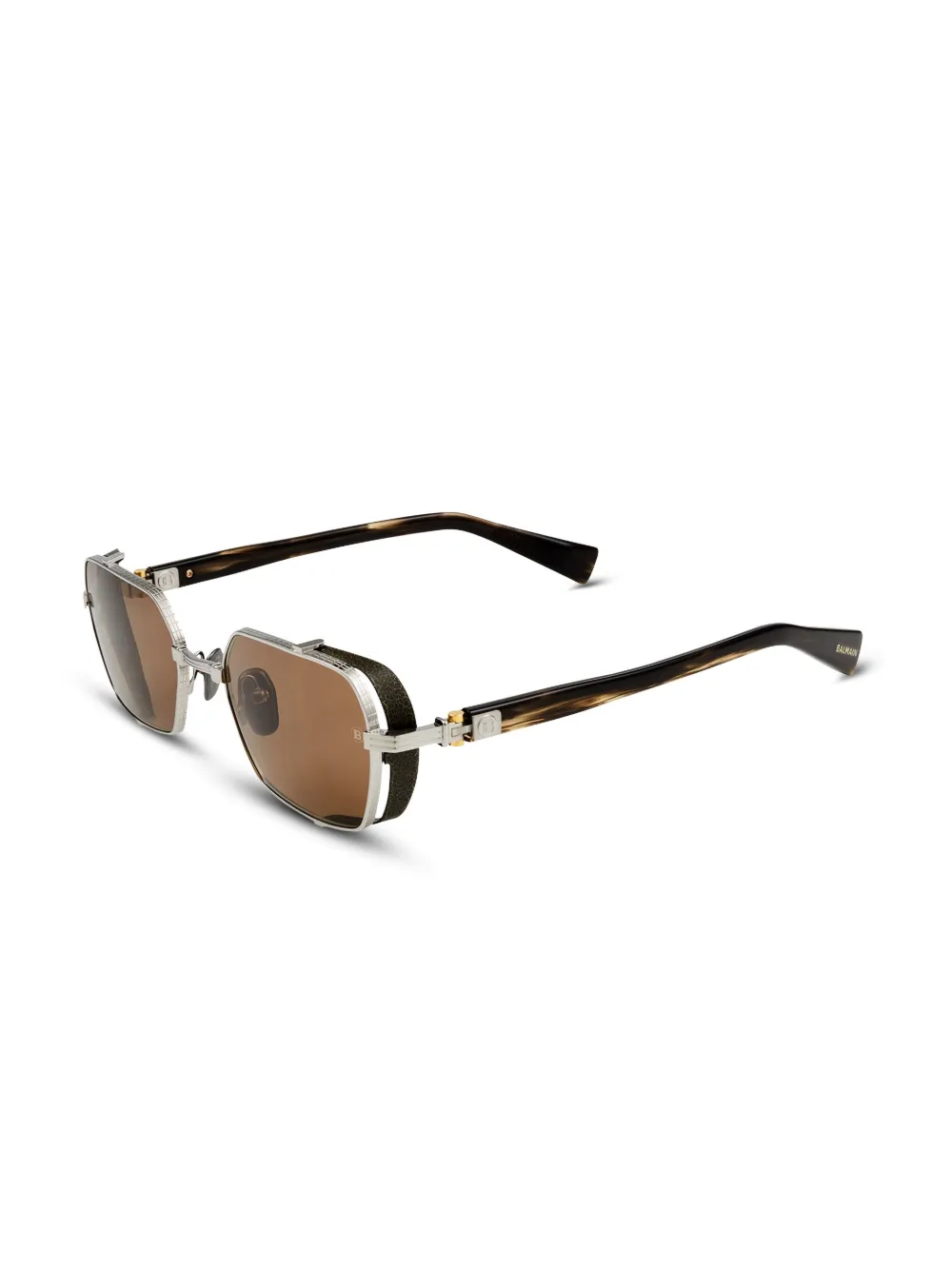 Balmain Eyewear Brigrade III rectangle-frame sunglasses - Bruin