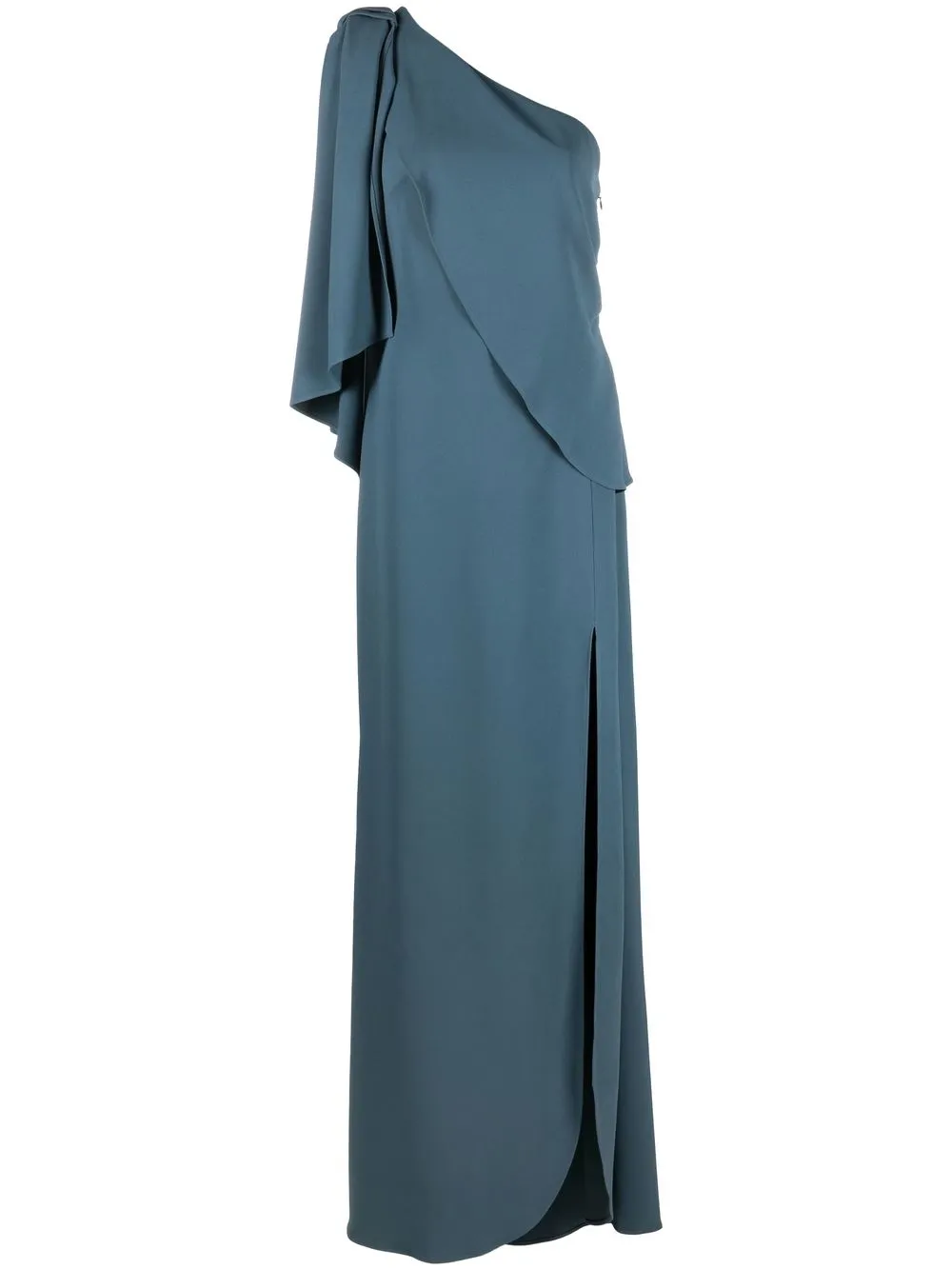 

Elie Saab one-shoulder side-slit ruffled dress - Blue