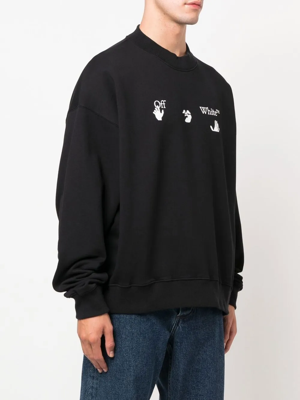  Off White Sweatshirt Mit Swimming Man Logo   Schwarz 