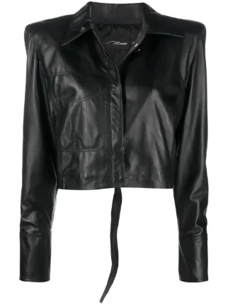 Padded shoulder 2024 leather jacket