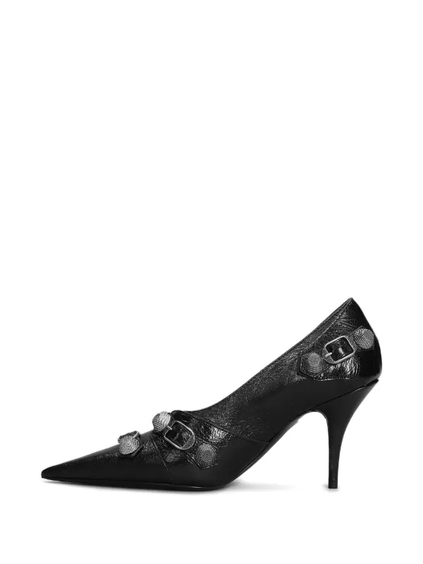 balenciaga Cagole パンプス Balenciaga Cagole 90mm Cracked Pumps | Black | FARFETCH