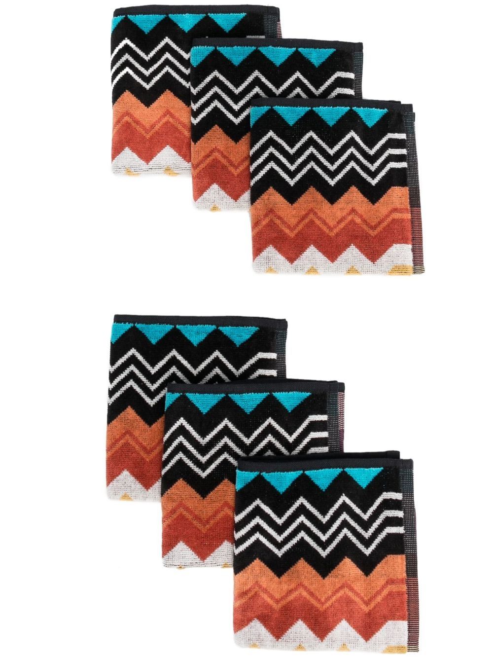 

Missoni Home zig-zag print 6 pack towel set - Black