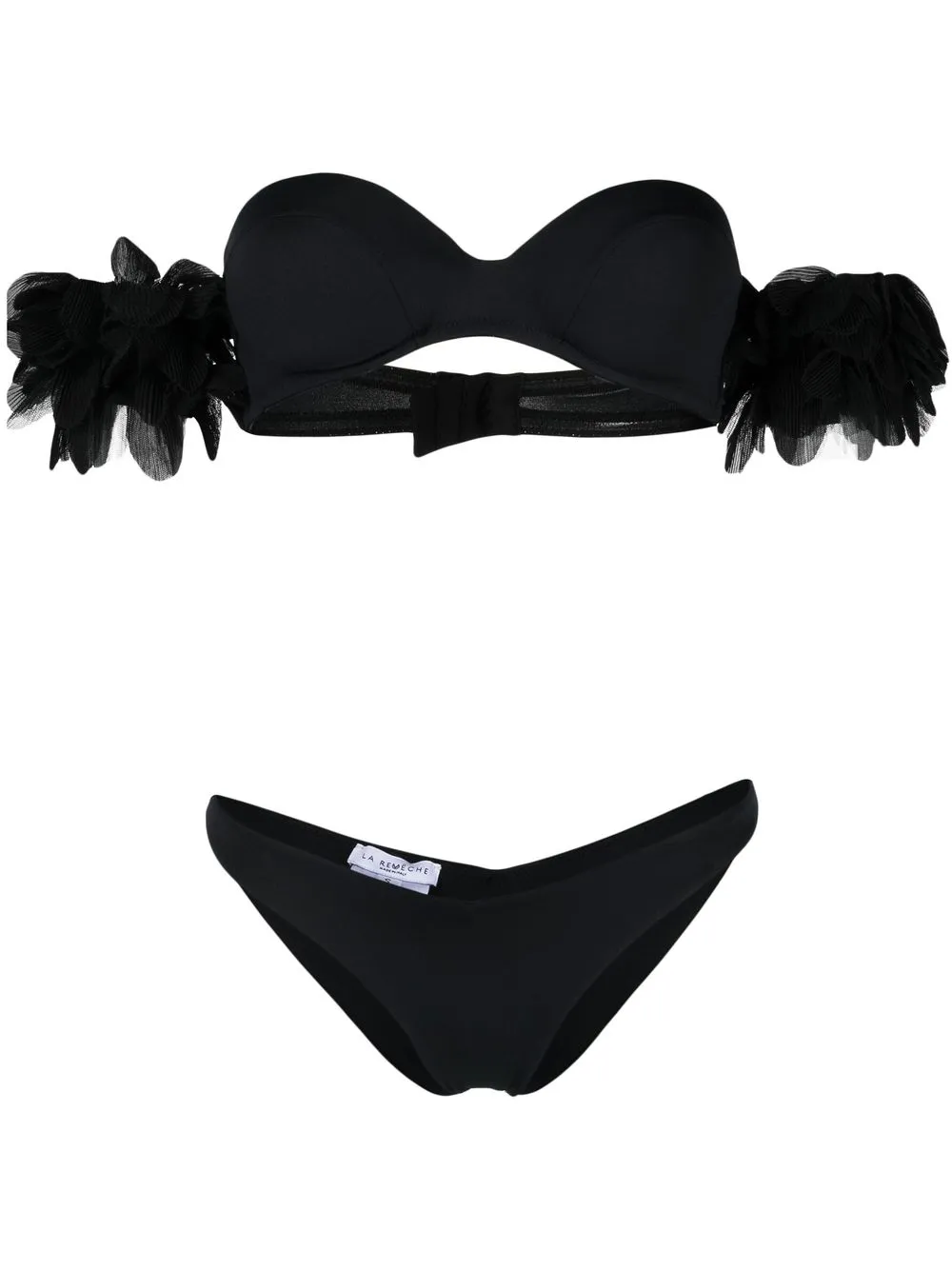 

La Reveche bikini Mila con detalles florales - Negro