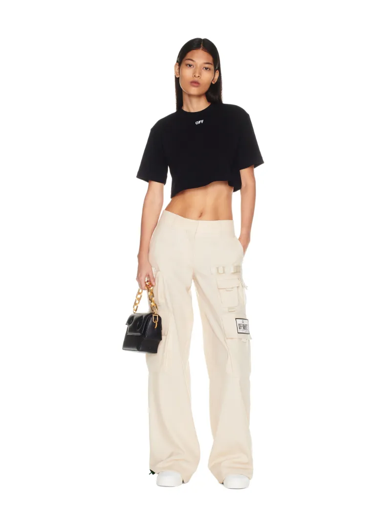 OFF STAMP GERIPPTES CROPPED T-SHIRT