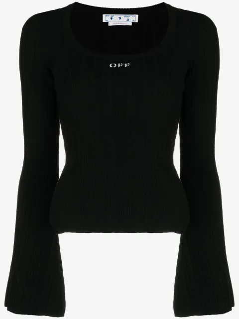 Off-White top tejido de canalé con logo