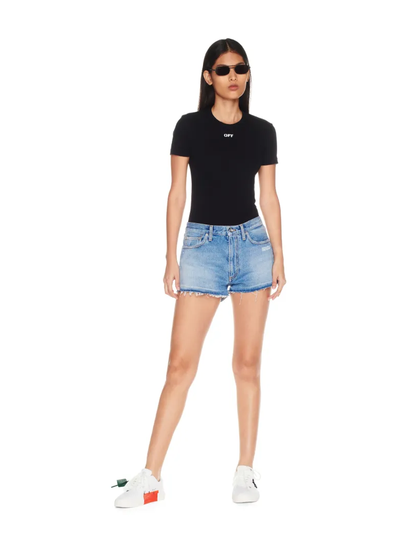 OFF STAMP RIBBED BASIC TEE