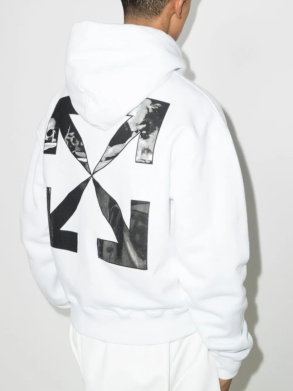 Shop Off-white Caravaggio Arrow Over Hoodie In White