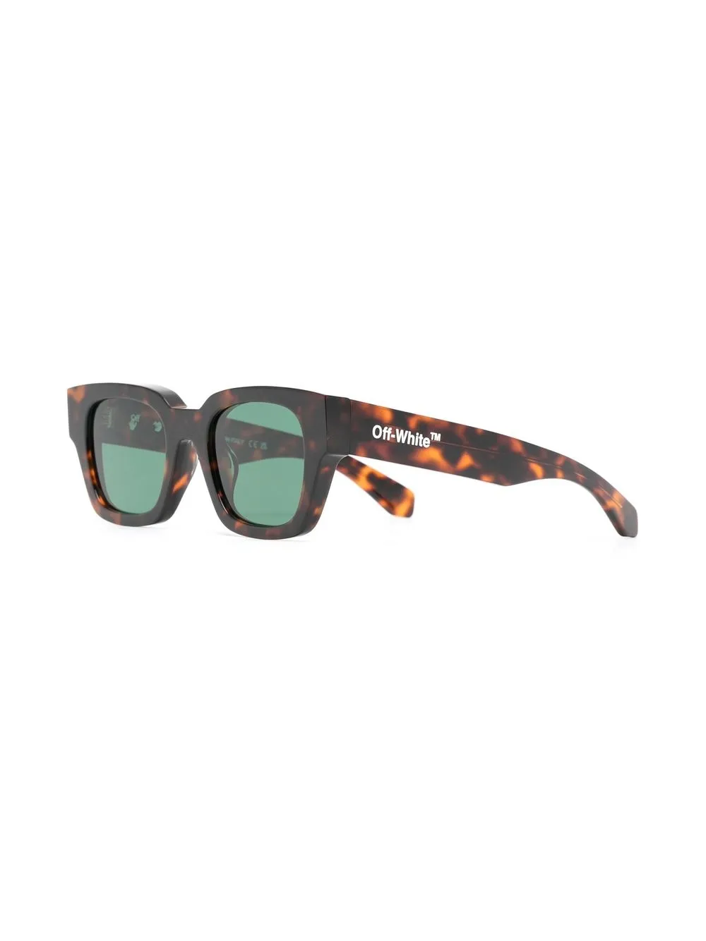 Off-White Zonnebril met schildpadschild design - Groen
