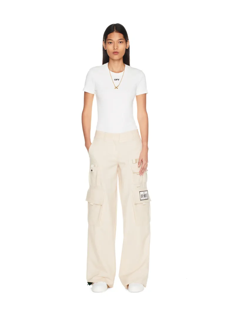 OFF STAMP RIBBED BASIC TEE