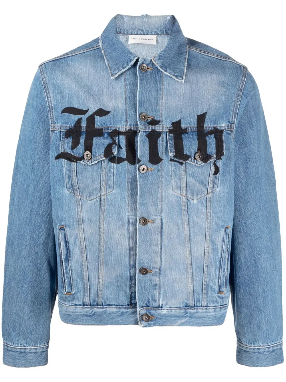 

Faith Connexion logo-print denim jacket - Blue