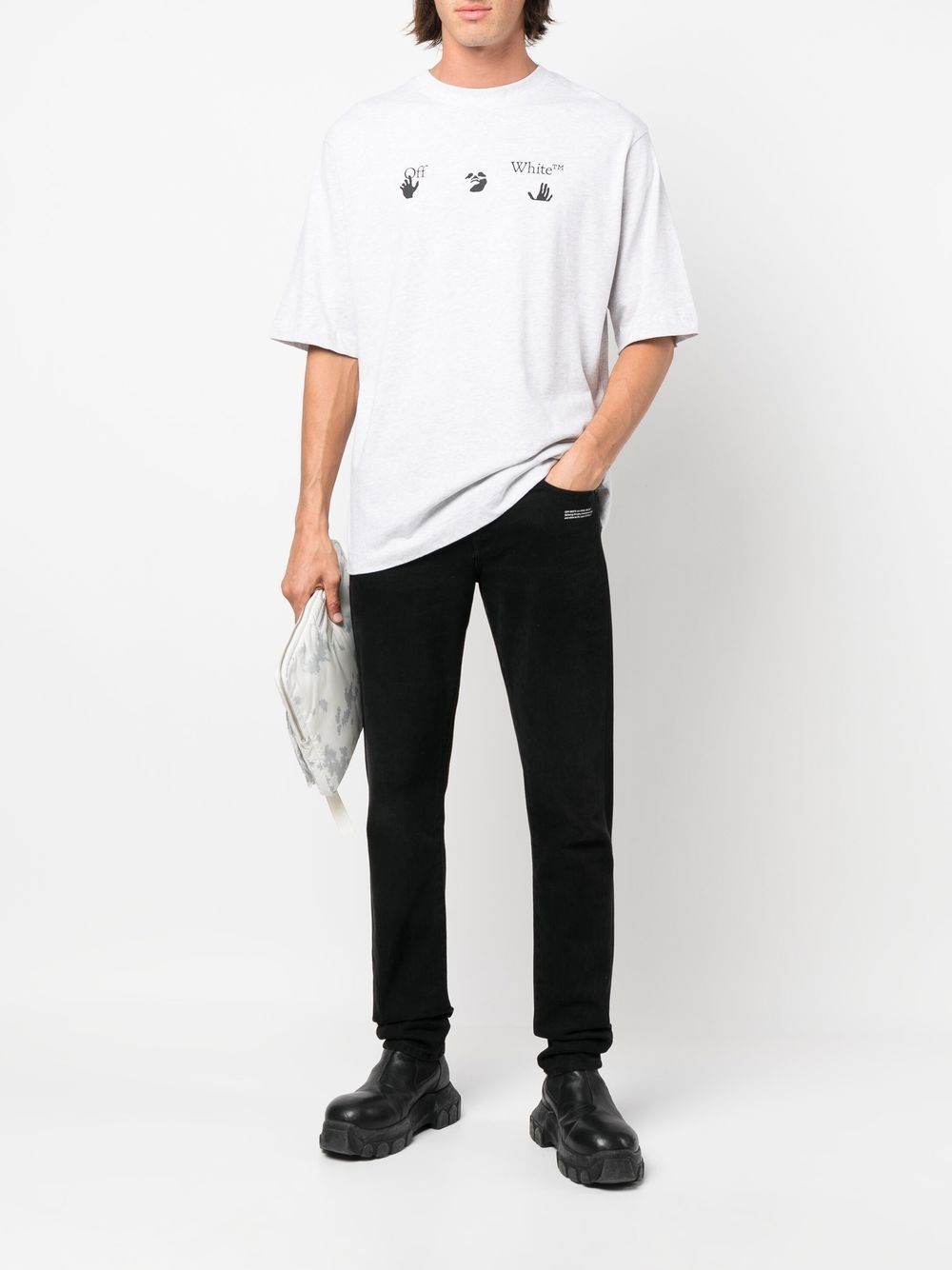 Off-White T-shirt met logo - MELANGE GREY BLACK