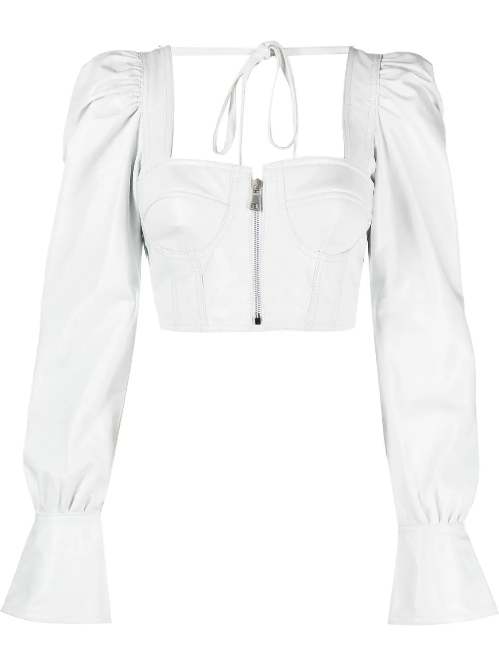 

Manokhi puff-sleeve zipped corset top - White