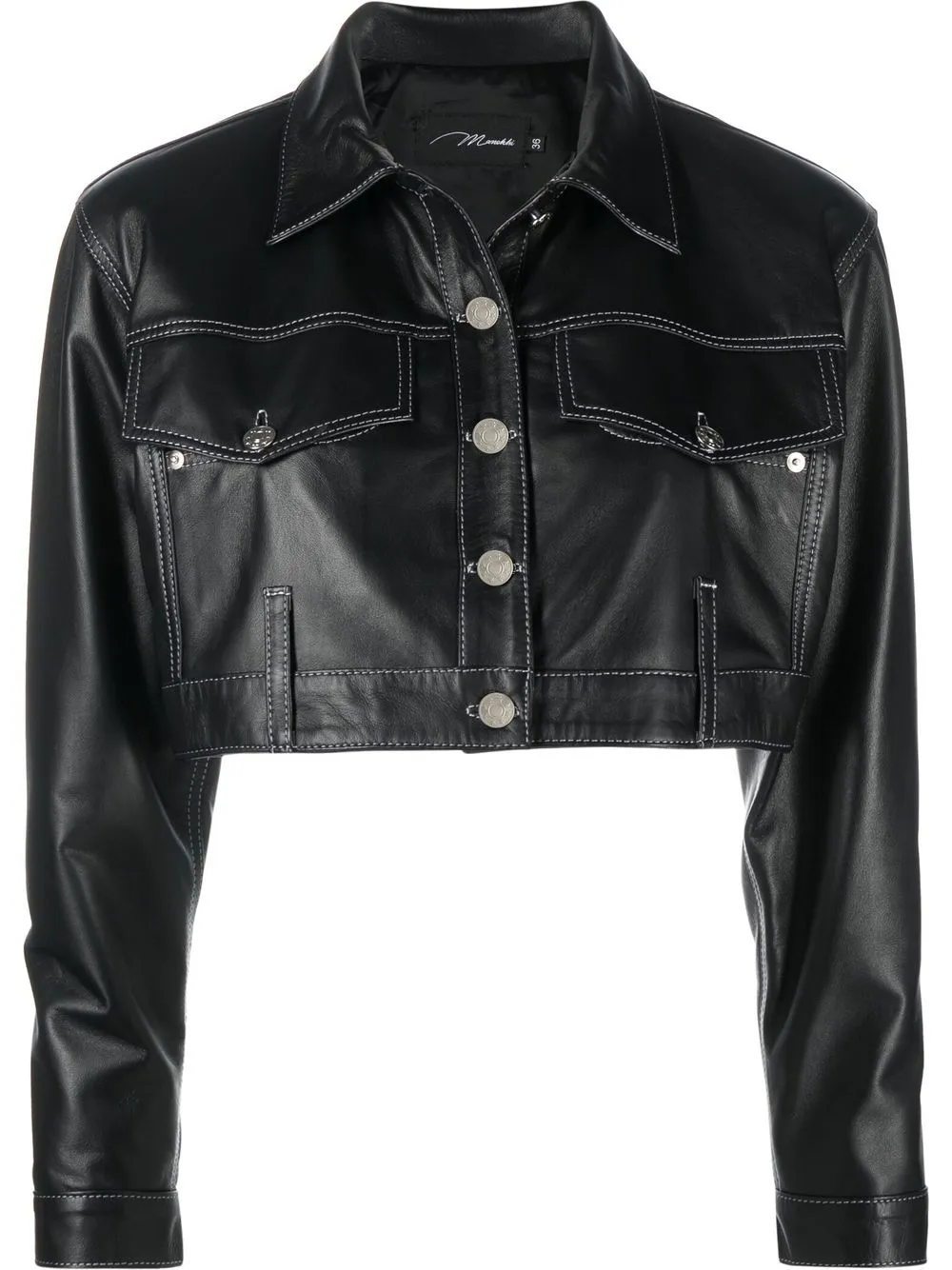 

Manokhi cropped leather jacket - Black