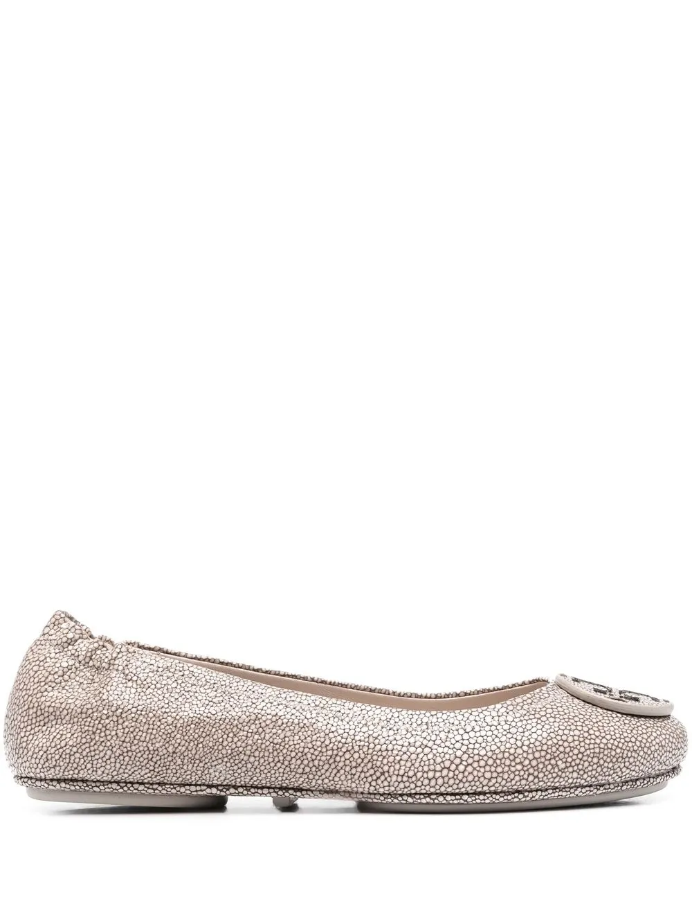 

Tory Burch pebbled logo-plaque ballerina flats - Neutrals