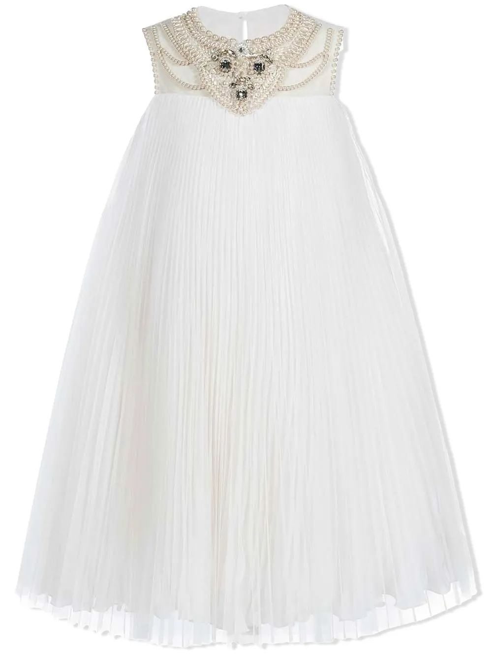 

MARCHESA KIDS COUTURE jewel-embellished pleated tulle dress - White