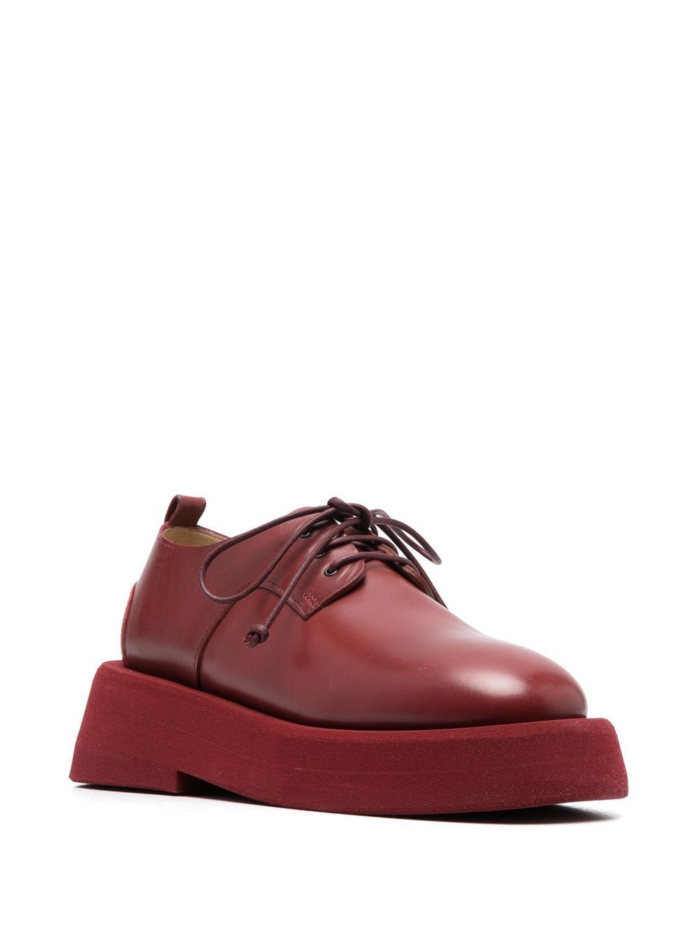 Shop Marsèll Lace-up Leather Oxford Shoes In 红色
