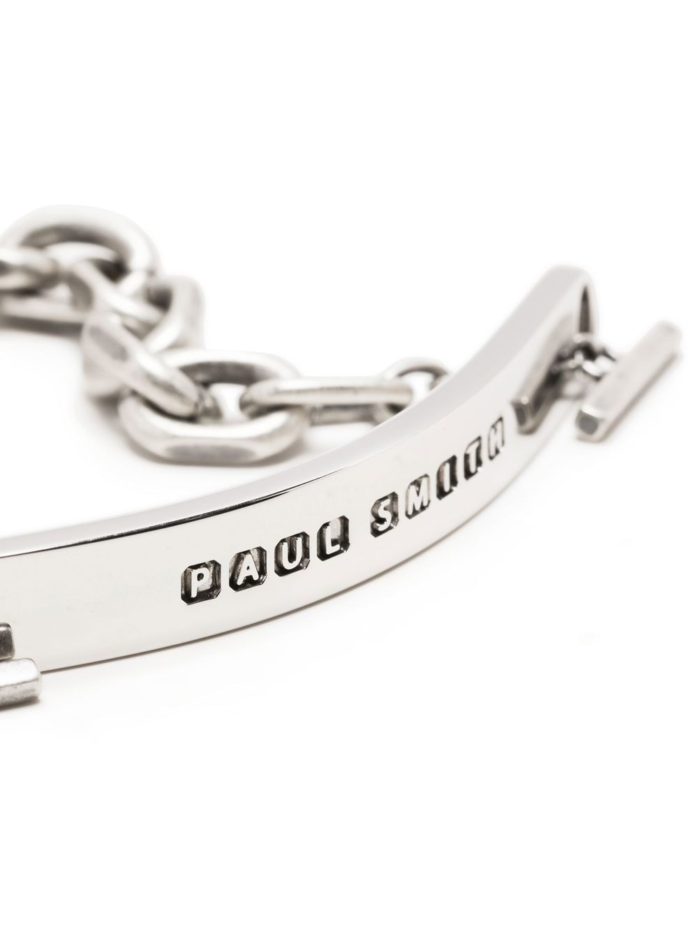 Shop Paul Smith Logo-engraved Chain-link Bracelet In Silver