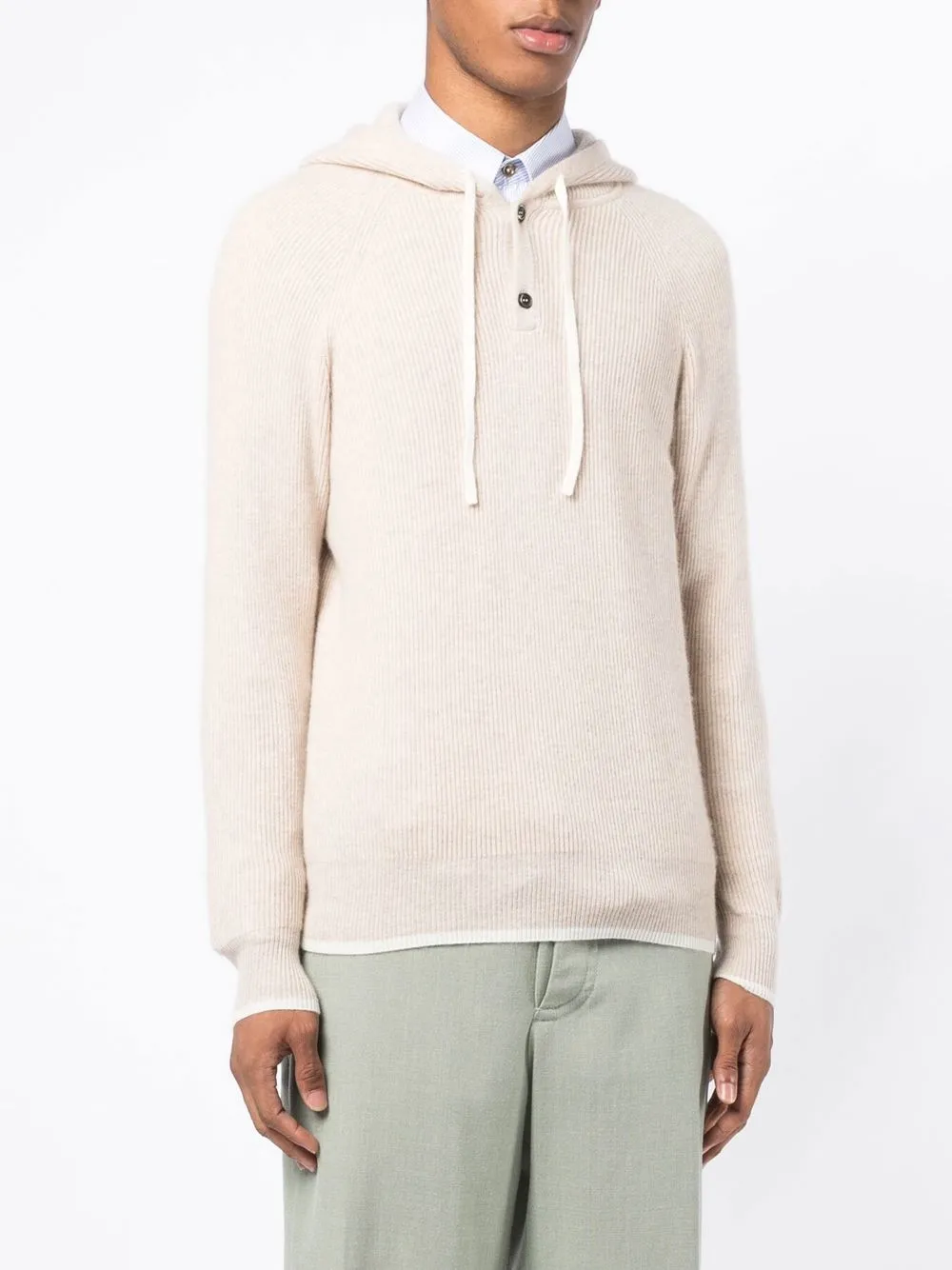 Soft Ribbed Knit Half Button Up Sweater