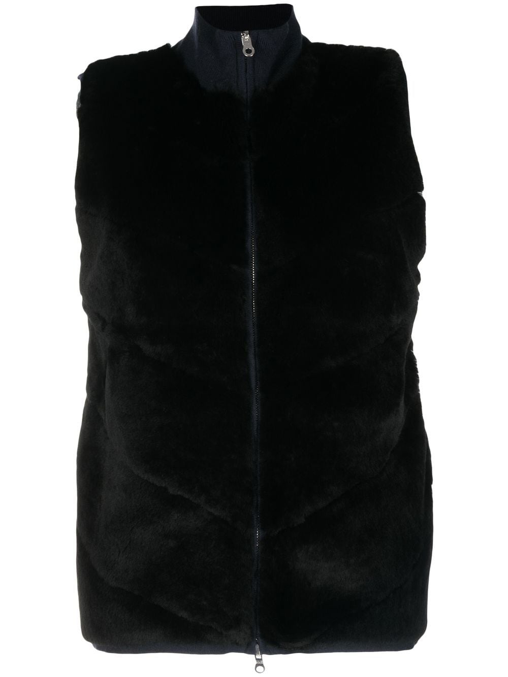 

N.Peal panelled shearling zipped-up gilet - Black