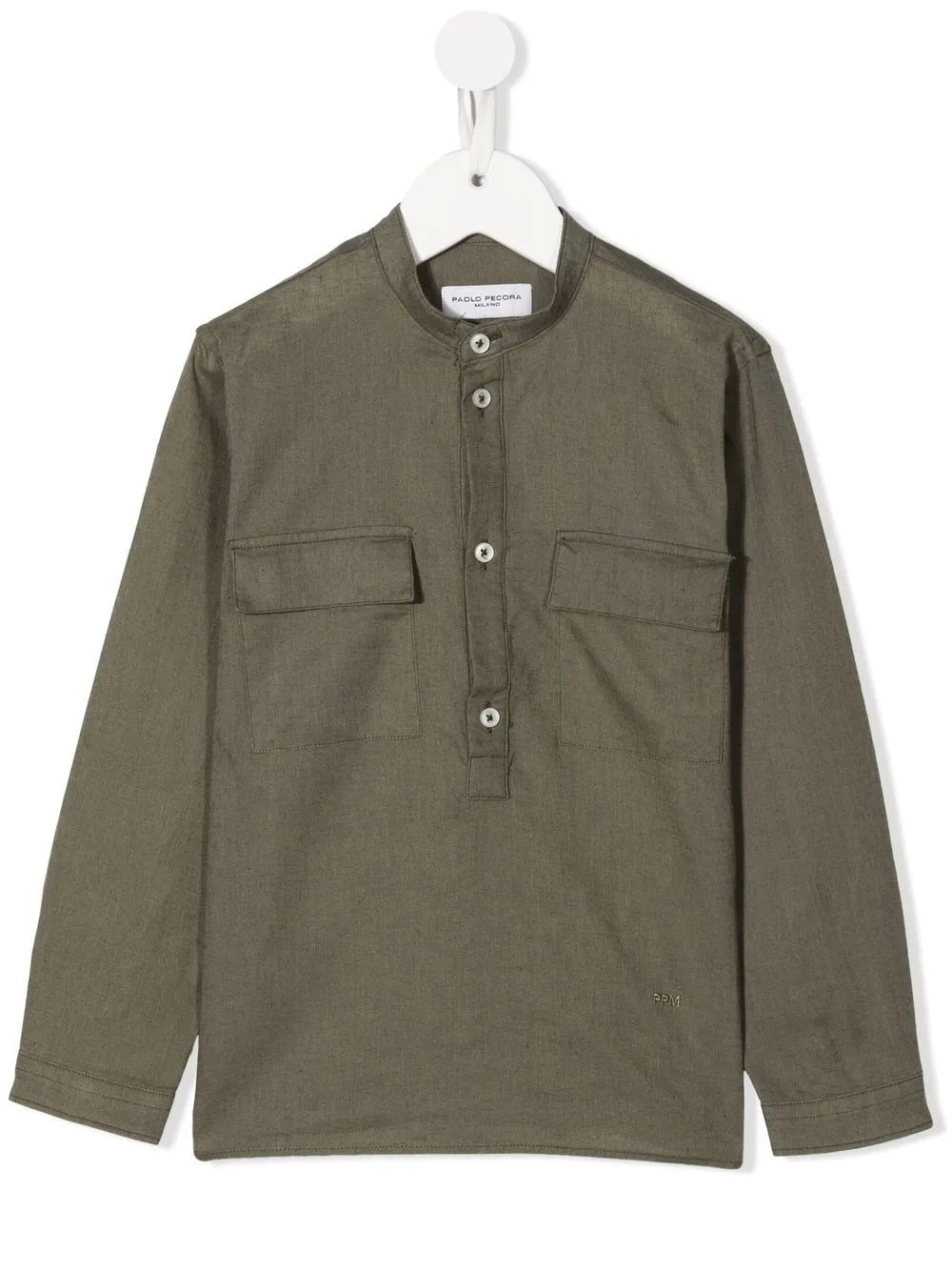 

Paolo Pecora Kids camisa con cuello mao - Verde