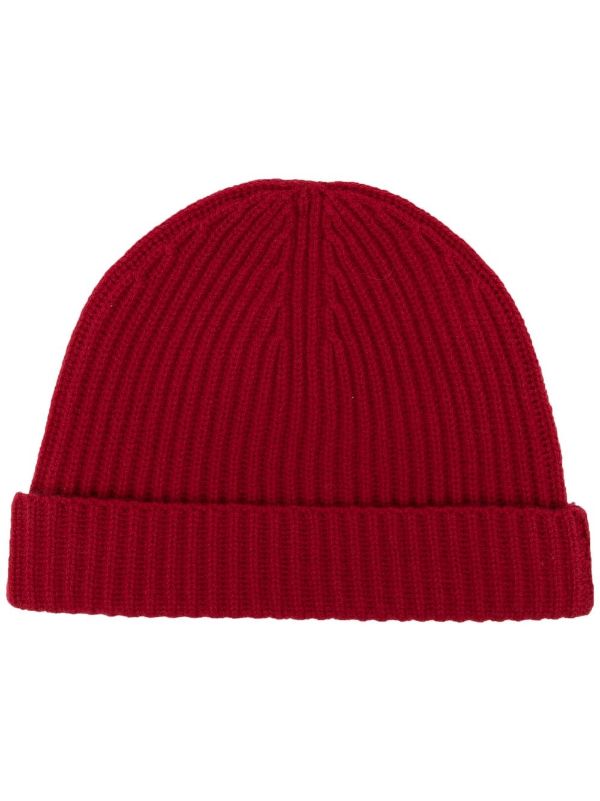 Red Ribed-knit cashmere beanie Farfetch Accessories Headwear Beanies 