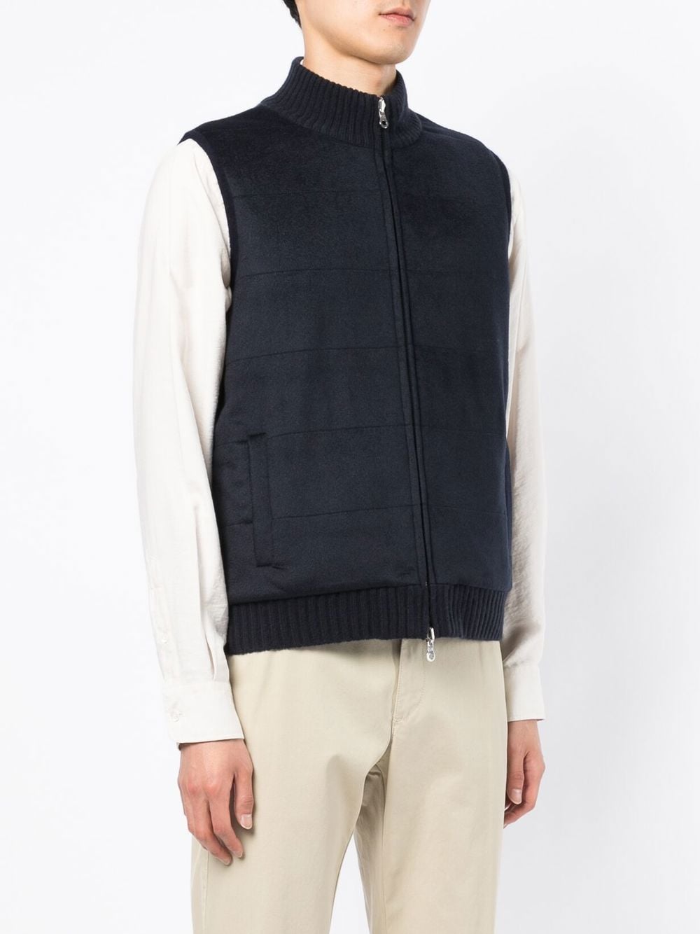 Shop N•peal Quilted Cashmere Gilet In Blue