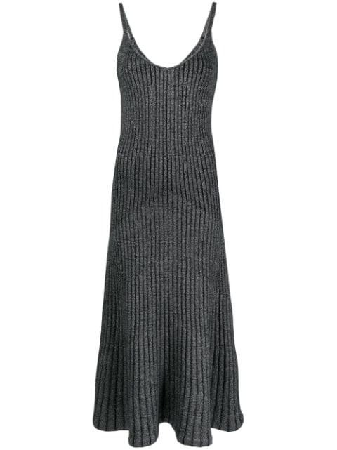 N.Peal lurex-knit detail midi dress