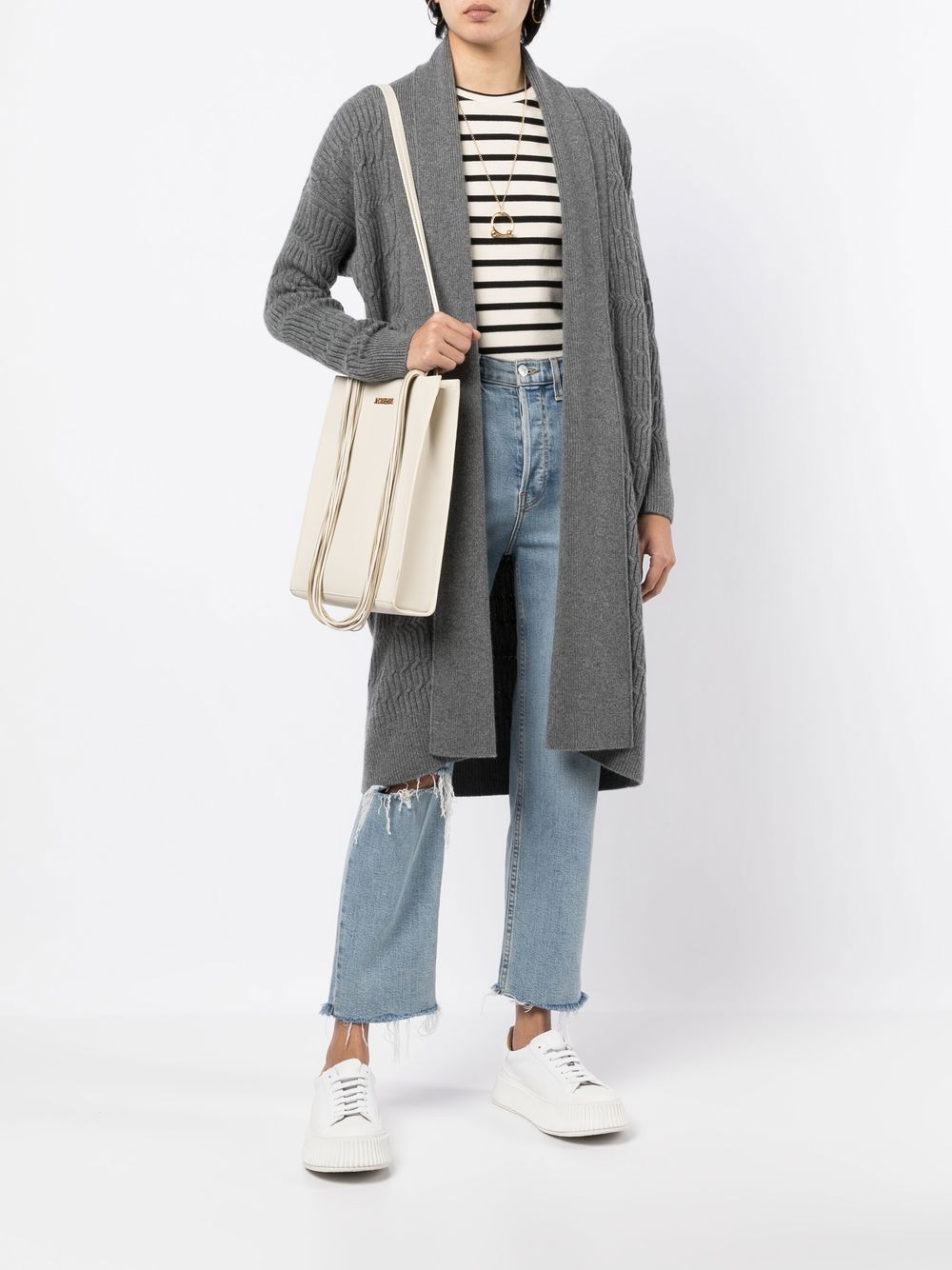 N.Peal knitted tie-waist cardi-coat - Grey