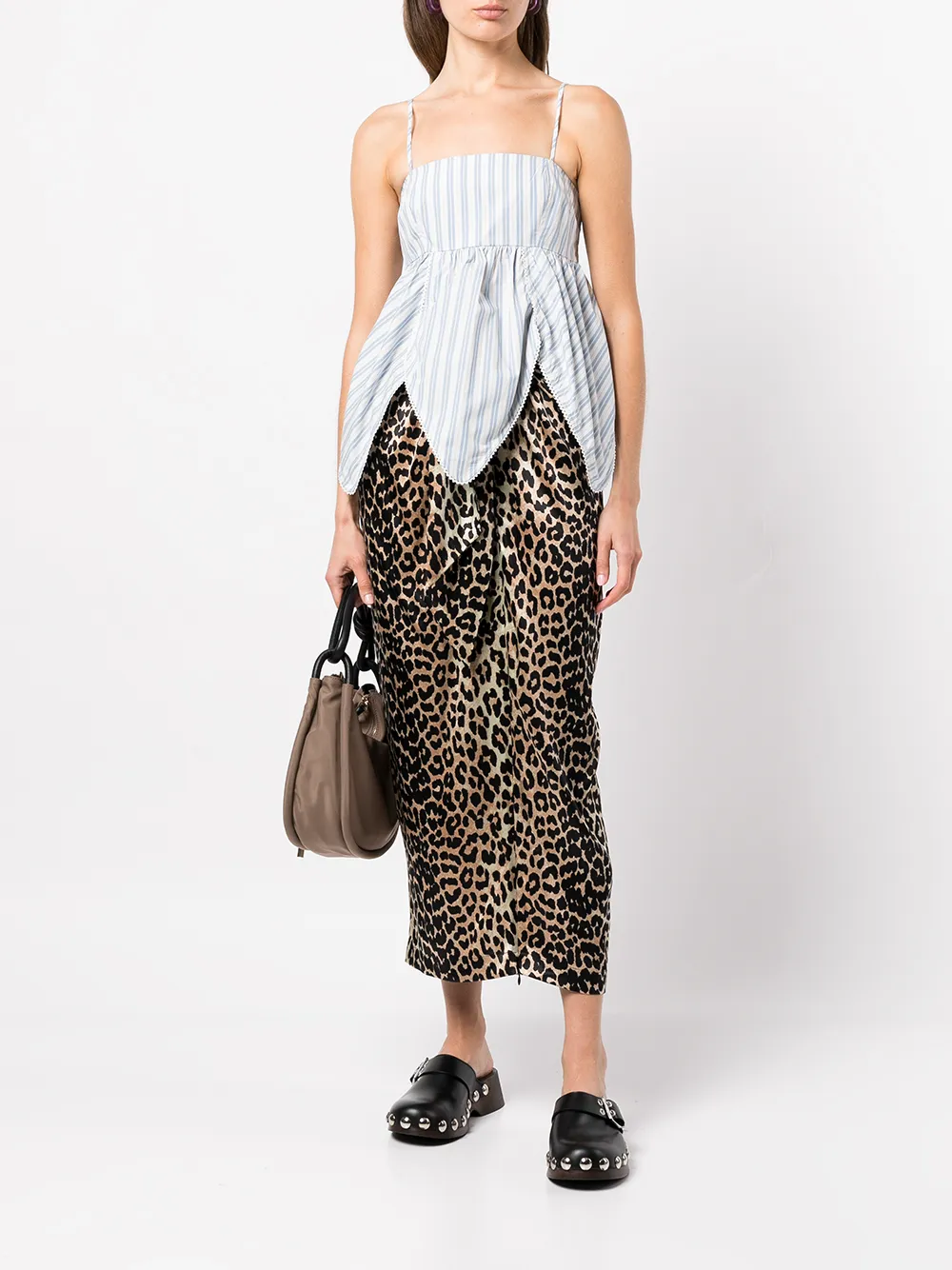 Image 2 of GANNI stripe-print spaghetti-strap top