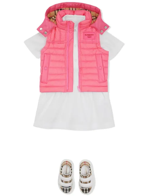 Burberry Kids Chaleco Capitonado Con Capucha y Aplique Horseferry