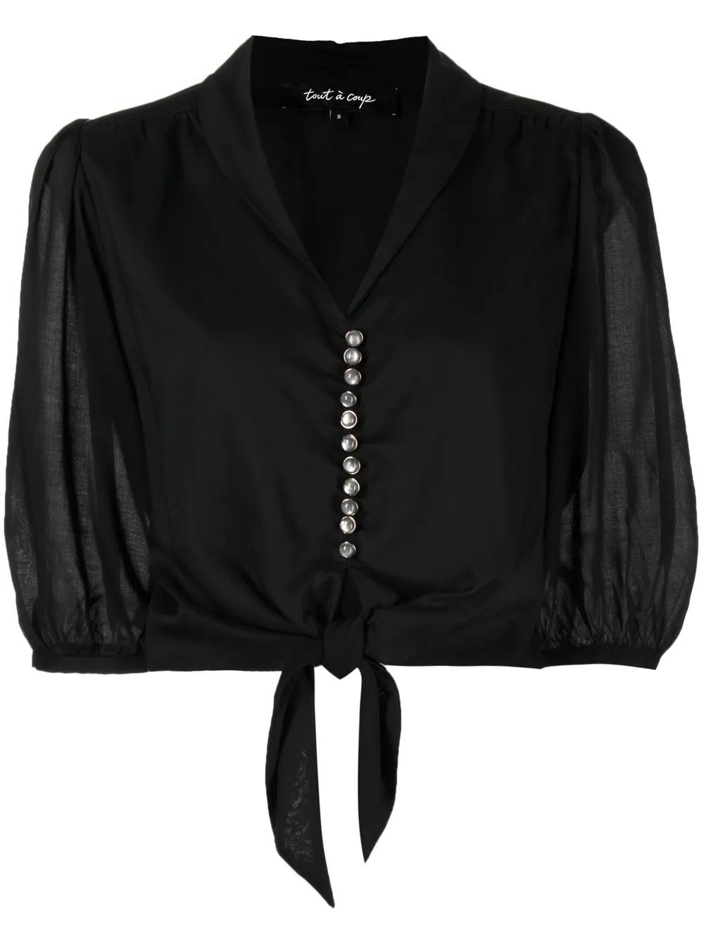 

tout a coup tied-waist fastening blouse - Black