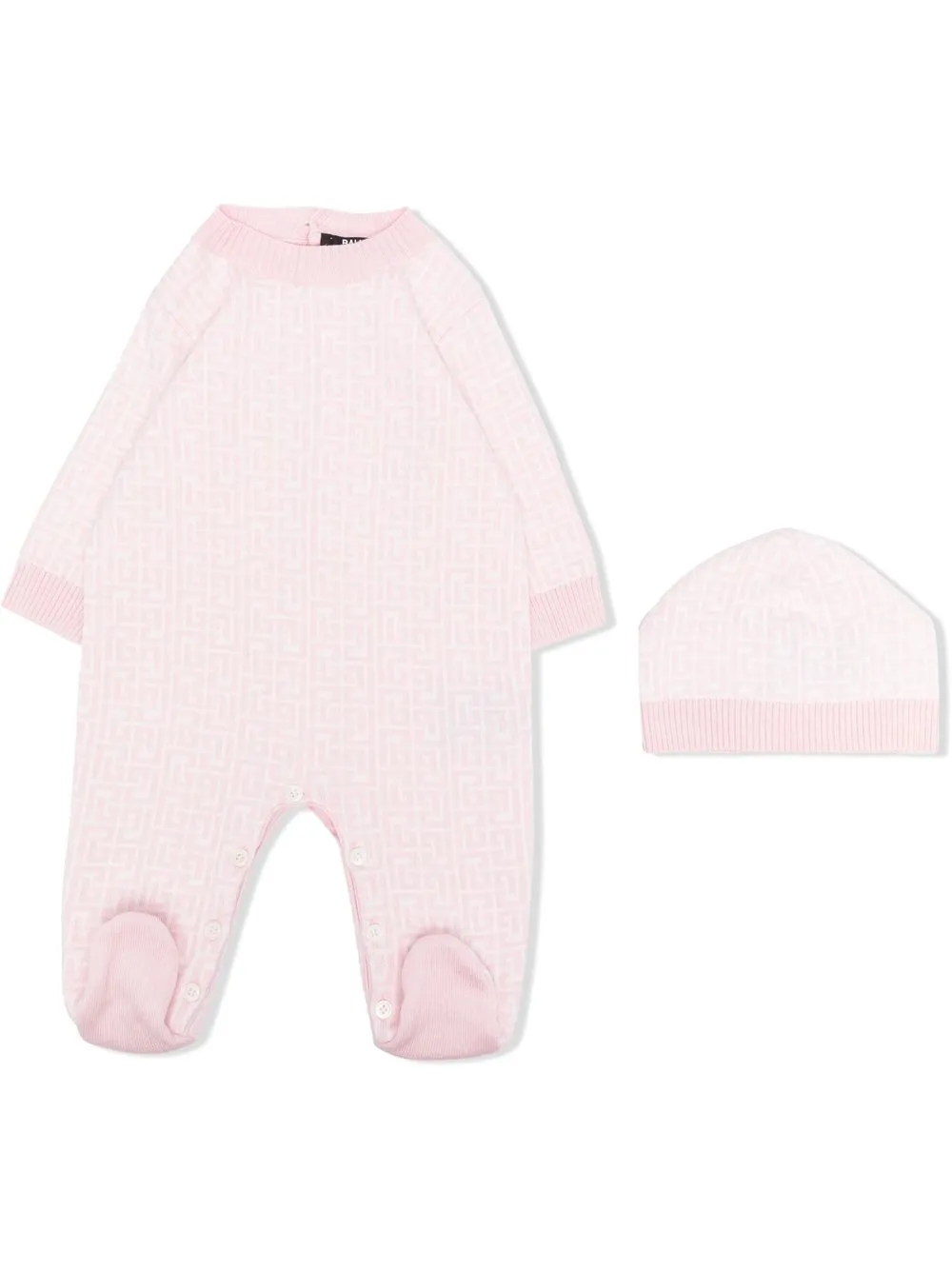 

Balmain Kids set de mameluco con estampado Greca - Rosado