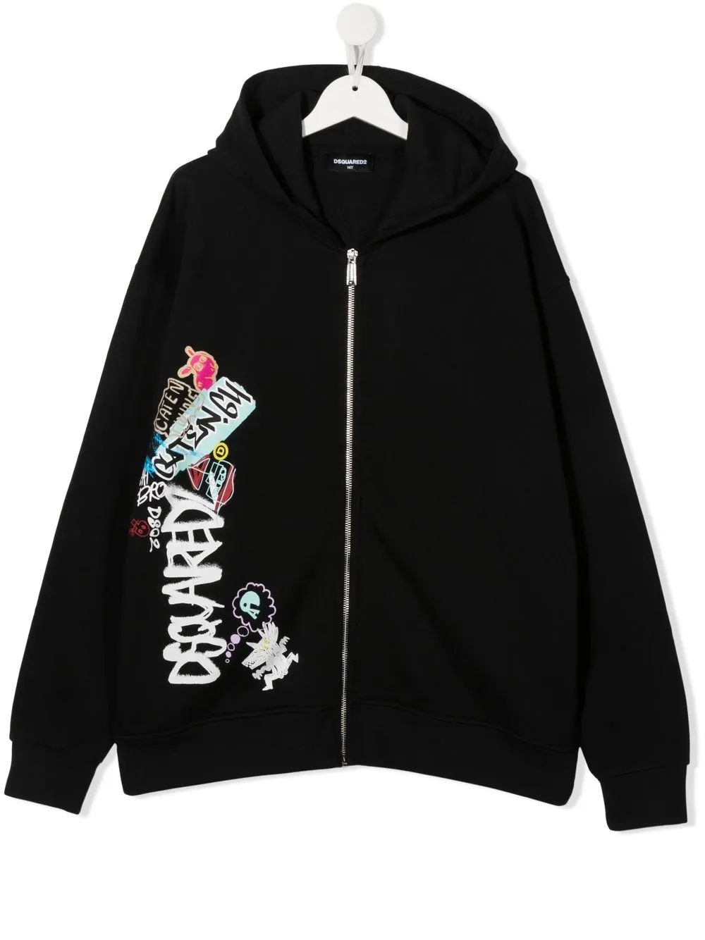 

Dsquared2 Kids TEEN terry-cloth graffiti-print hoodie - Black