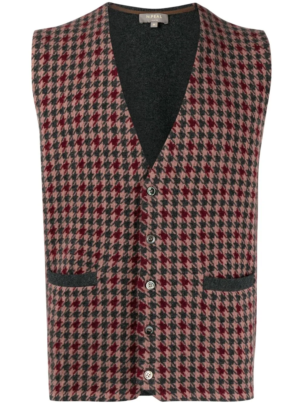 

N.Peal houndstooth tweed buttoned vest - Red