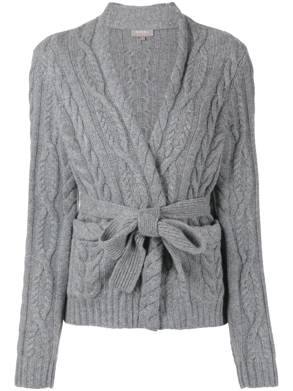 

N.Peal cable-knit belted cardigan - Grey