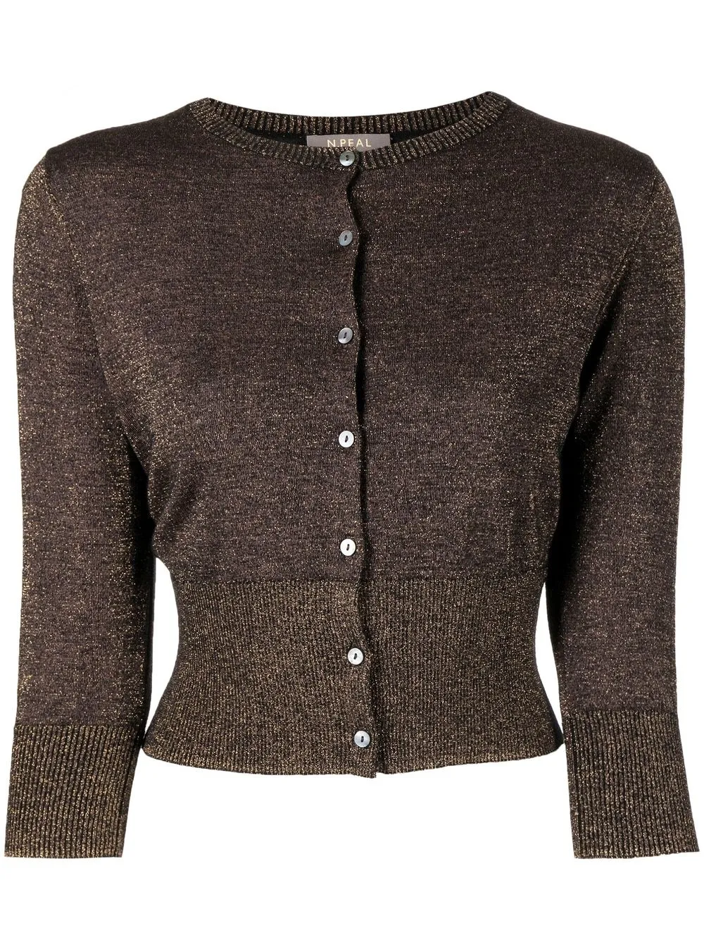 

N.Peal sparkle-knit cashmere cardigan - Brown