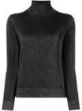 N.Peal metallic-thread rollneck jumper - Black