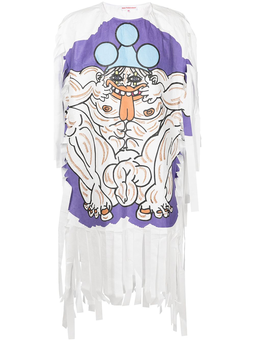 

Walter Van Beirendonck poncho con estampado gráfico - Blanco