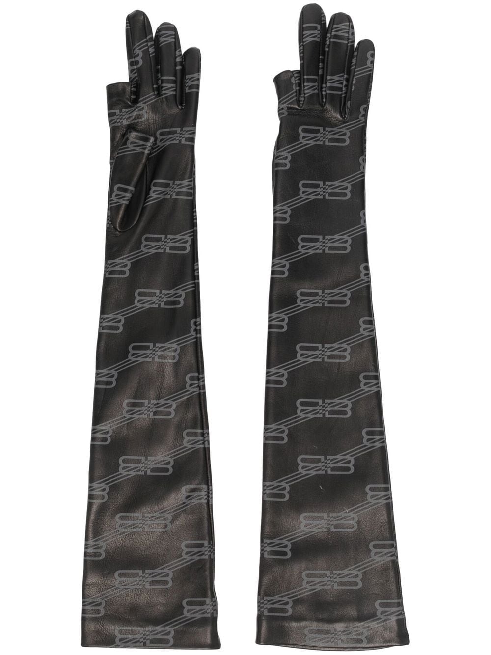 Balenciaga Long Cut-out Leather Gloves In Black