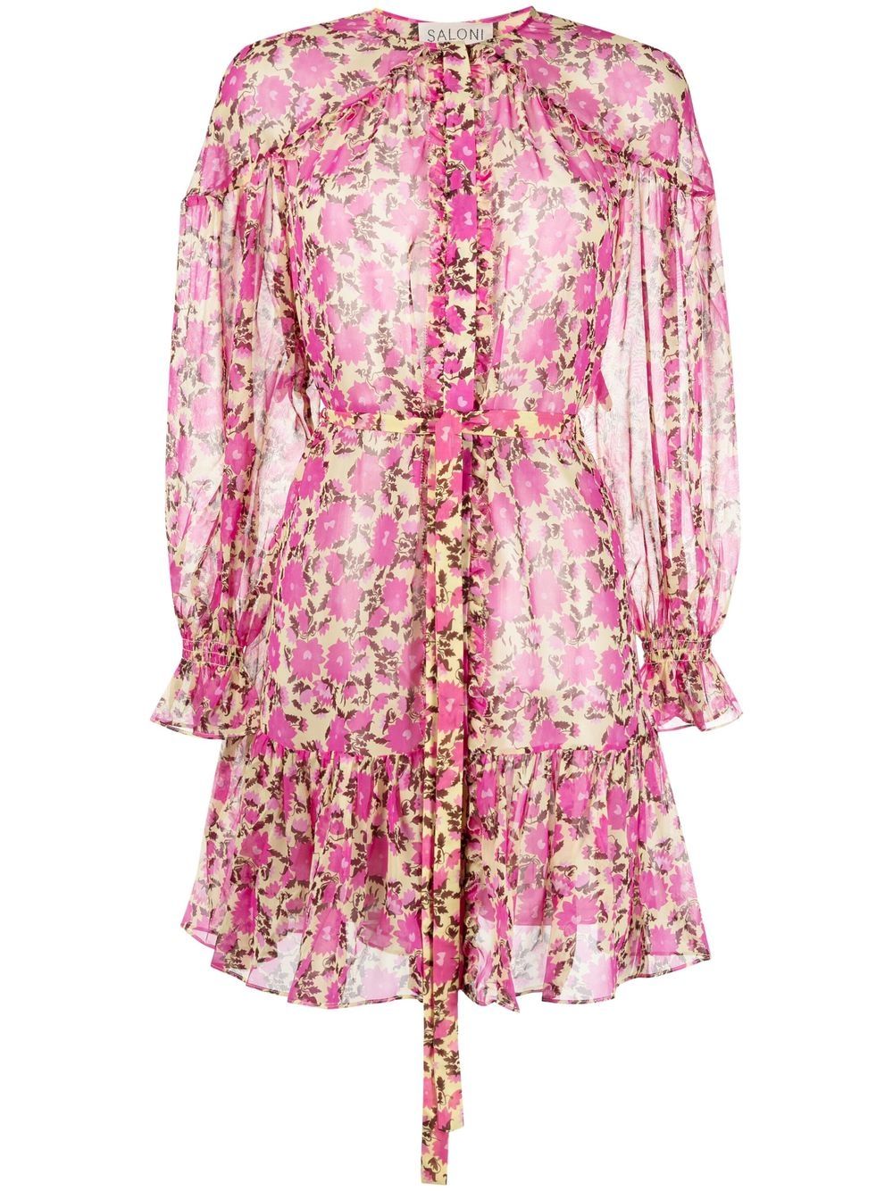 

Saloni floral shift mini dress - Pink