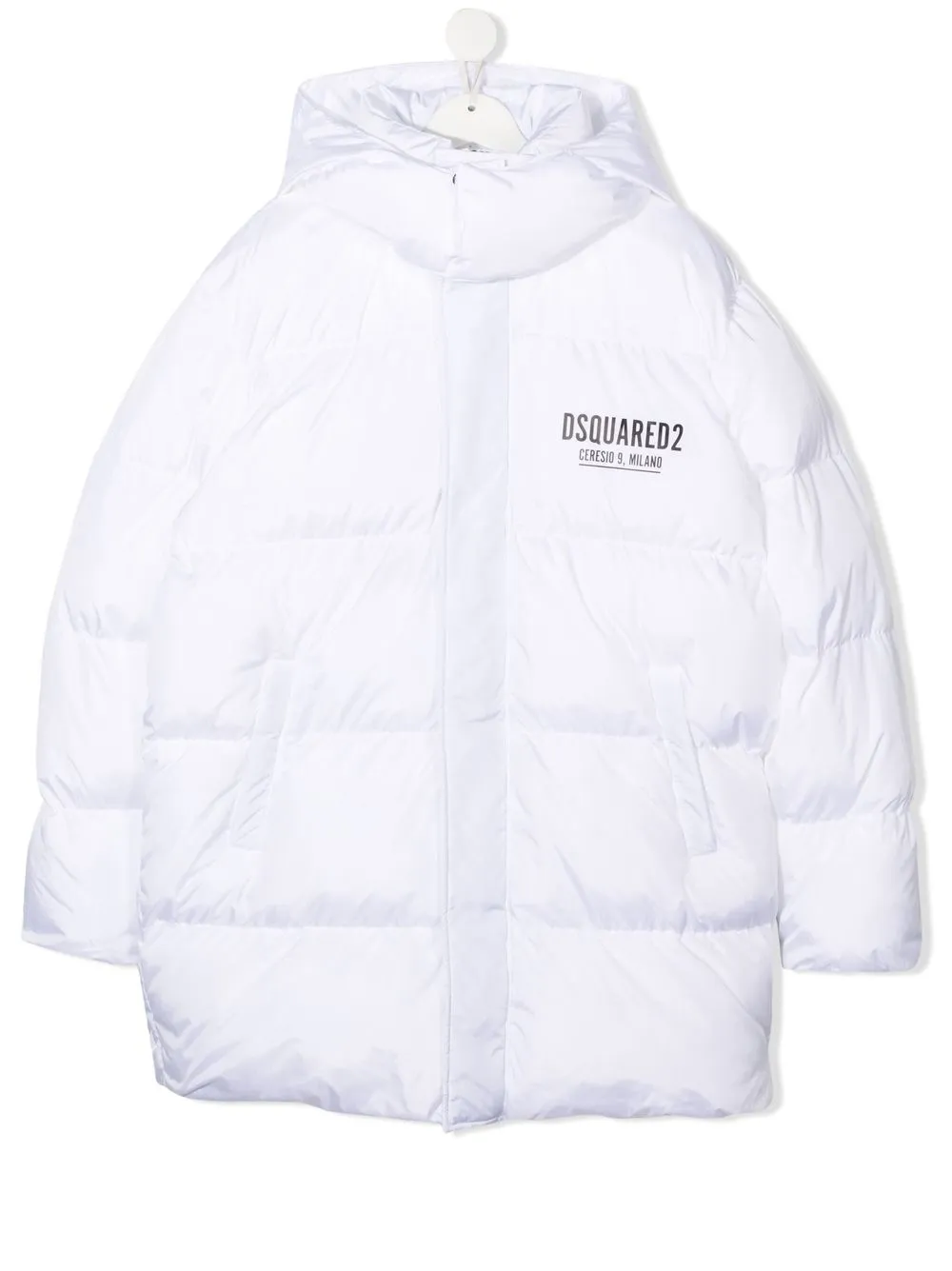 

Dsquared2 Kids chamarra capitonada con parche del logo - Blanco