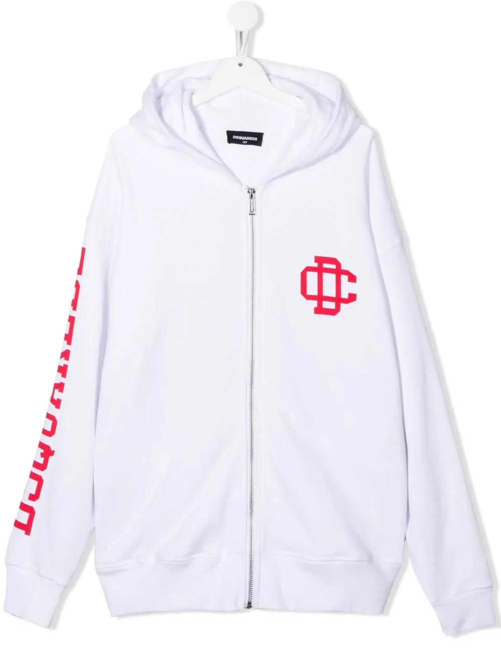 

Dsquared2 Kids hoodie con cierre y logo estampado - Blanco