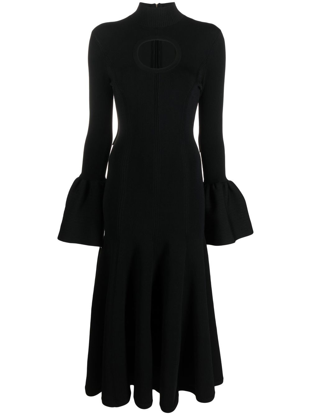 Az Factory + Thebe Magugu Makoti Cutout Wool-blend Midi Dress In Black