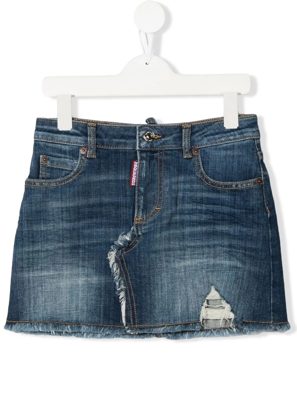 Dsquared2 Teen Washed-denim Mini Skirt In Blue