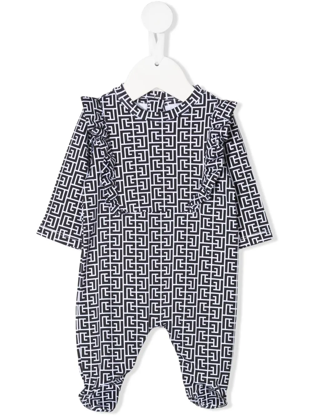 

Balmain Kids romper con monograma y volantes - Negro