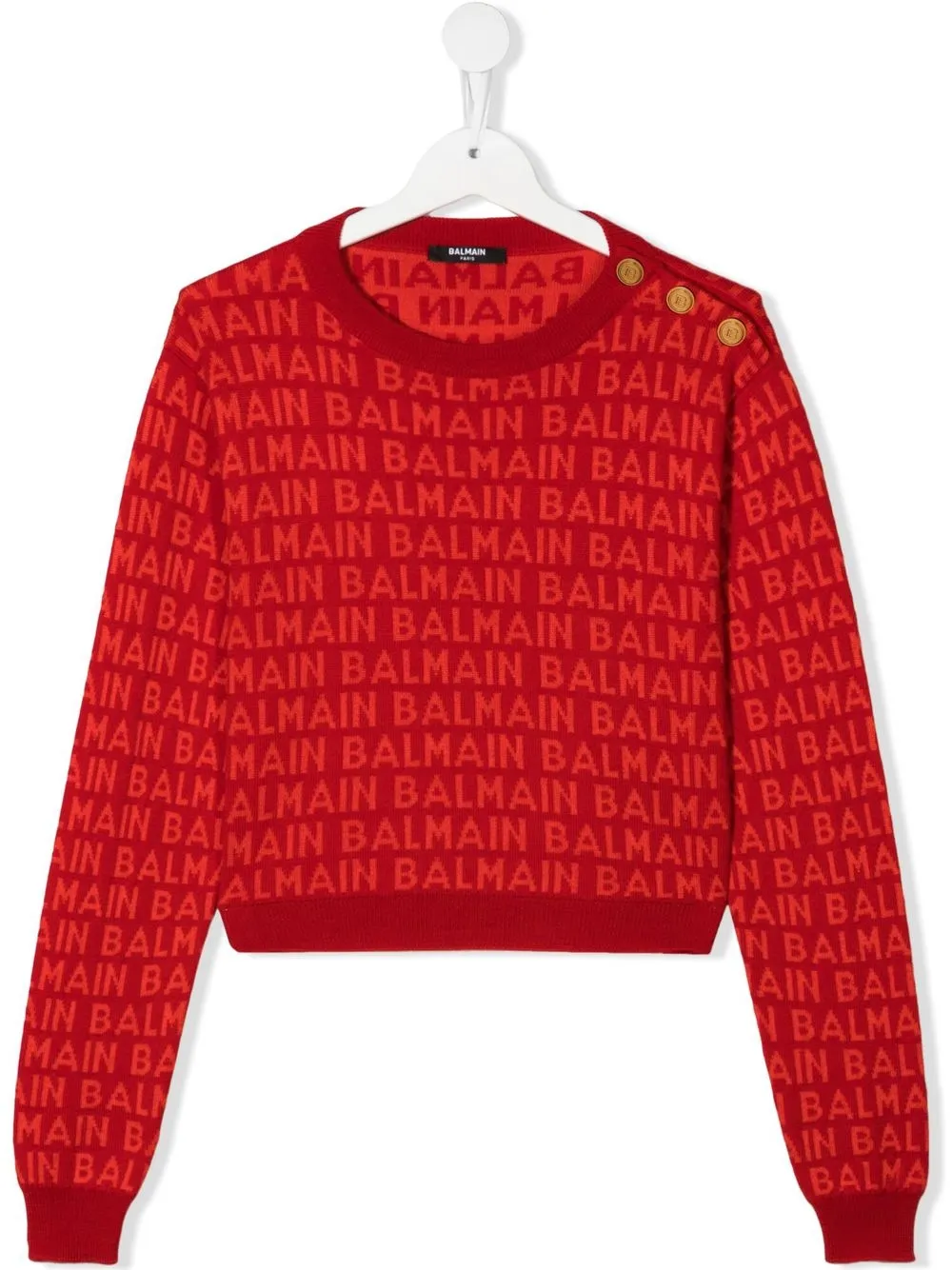 

Balmain Kids suéter con logo en jacquard - Rojo