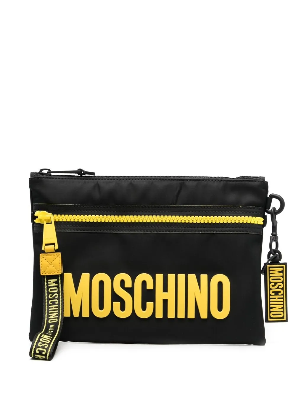 

Moschino bolsa de mano con cierre y logo - Negro