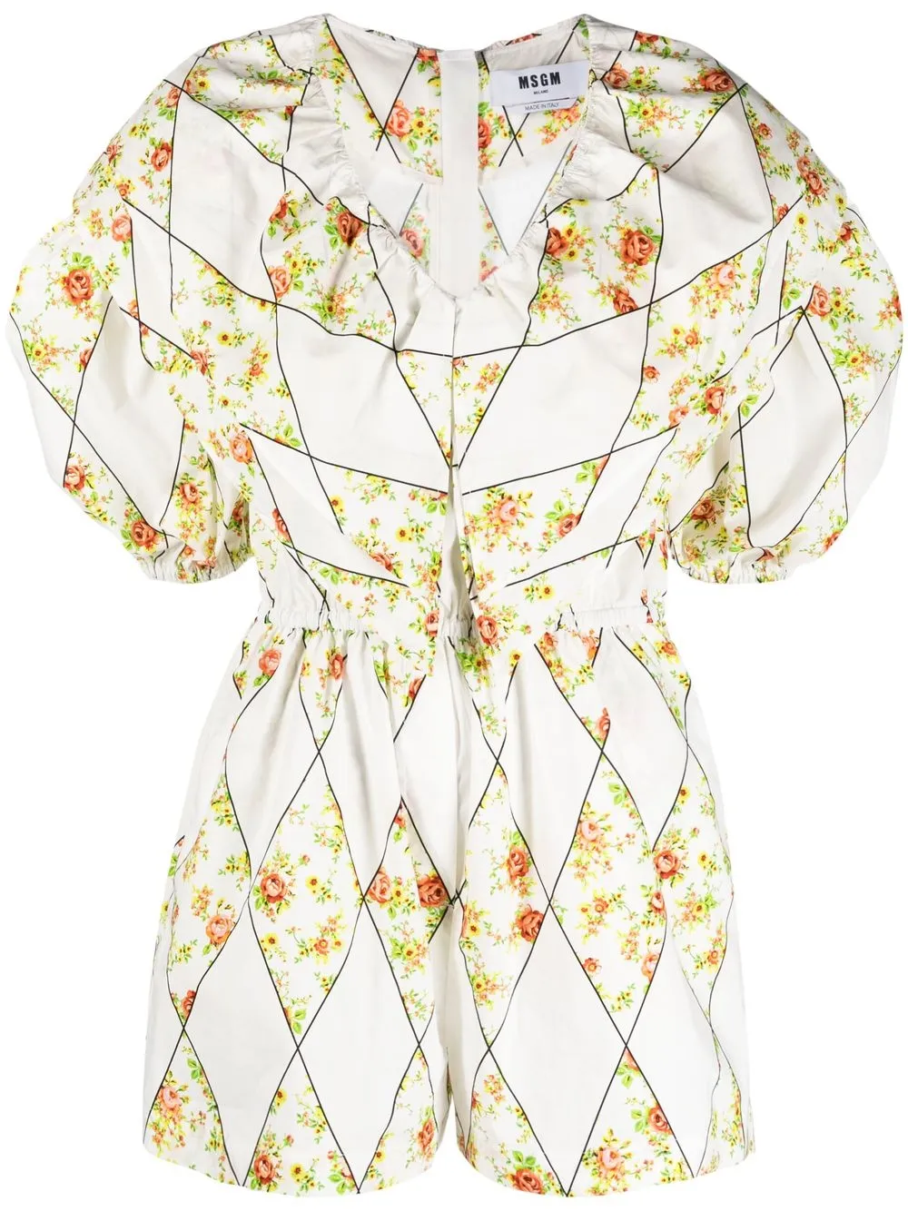 

MSGM jumpsuit corto con estampado floral - Blanco